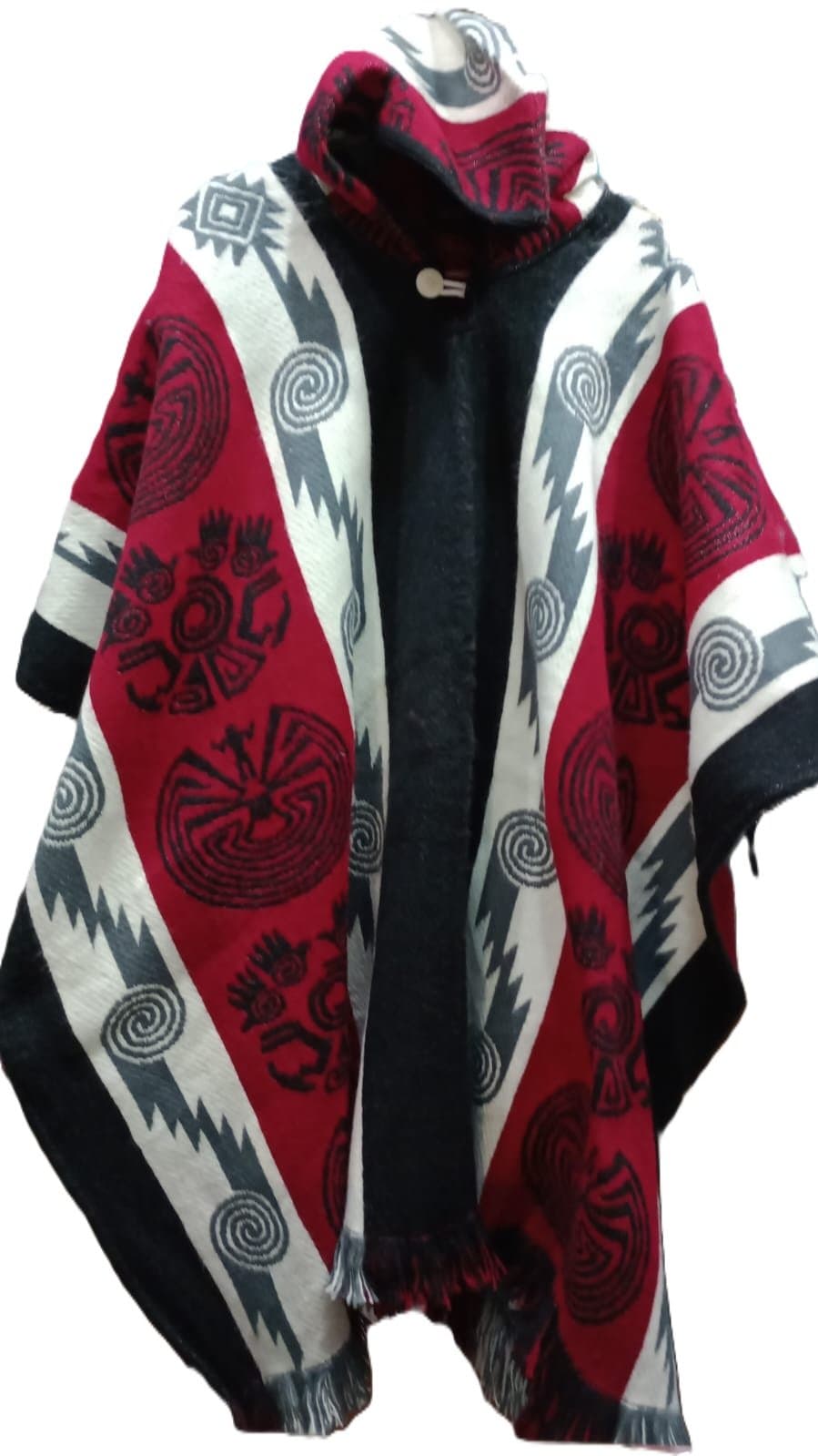 Poncho de alpaca reversible